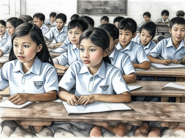 Ilustrasi ujian siswa SD