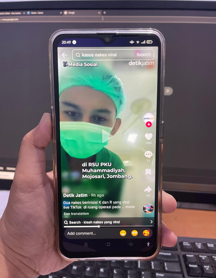 Aksi tenaga kesehatan (Nakes) melakkan live TikTok di ruang operasi viral di media sosial.