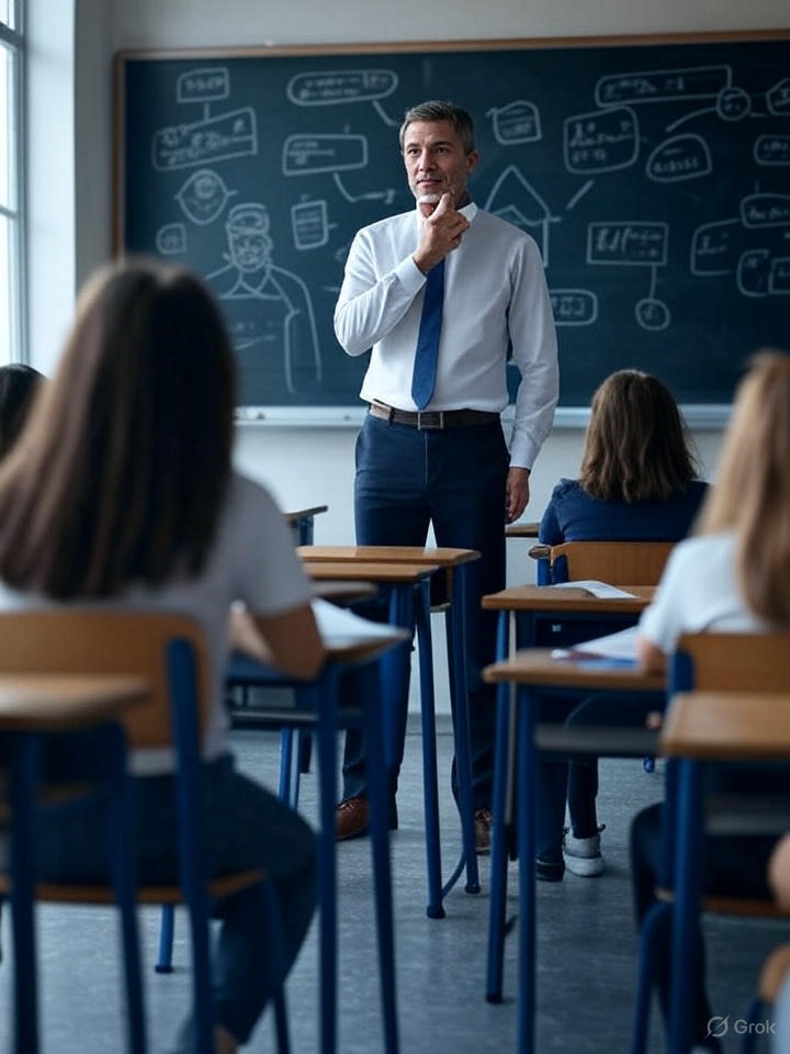 Ilustrasi kegiatan belajar mengajar di sekolah