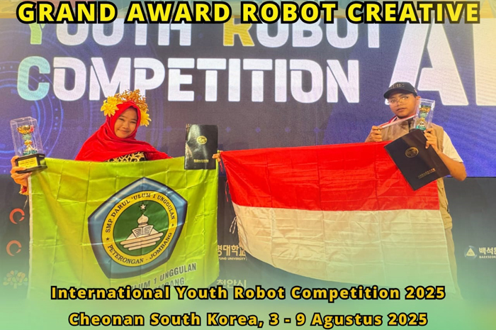 SELAMAT: Tim santri Pondok Pesantren Darul Ulum sukses meraih juara dalam ajang International Youth Robotic Competition (IYRC) yang digelar di Sangmyung University, Cheonan, Korea Selatan.