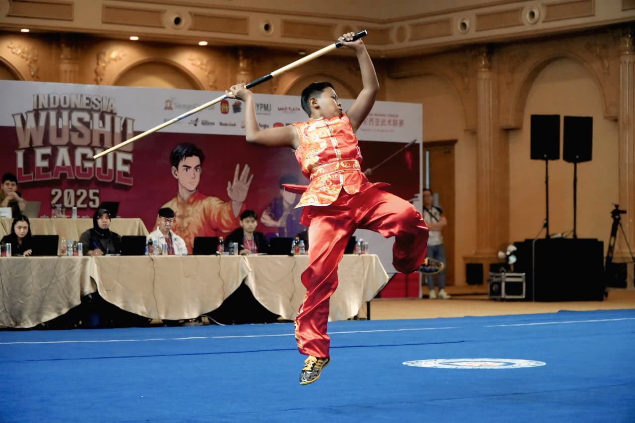 LINCAH: Rafka Ibrahim Nafabian Amir tampil di Indonesia Wushu League tingkat nasional di Sleman City Hall, Yogyakarta, (23&ndash;28/8).