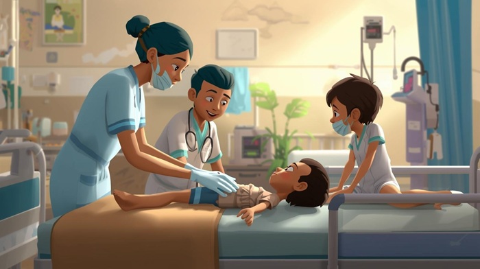 Ilustrasi pneumonia anak di rawat di rumah sakit.