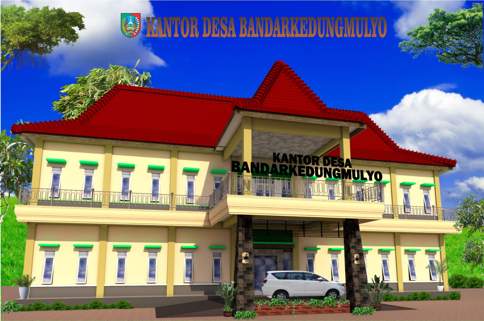 Rancangan gedung baru kantor Desa Bandarkedungmulyo.