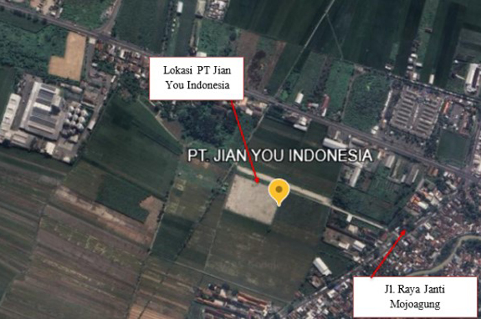 MATANG: Persiapan pembangunan industri barang dari kulit PT Jian You Indonesia di Desa Gambiran, Kecamatan Mojoagung, Jombang.