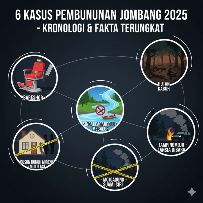 Ilustrasi enam kasus pembunuhan di Jombang.
