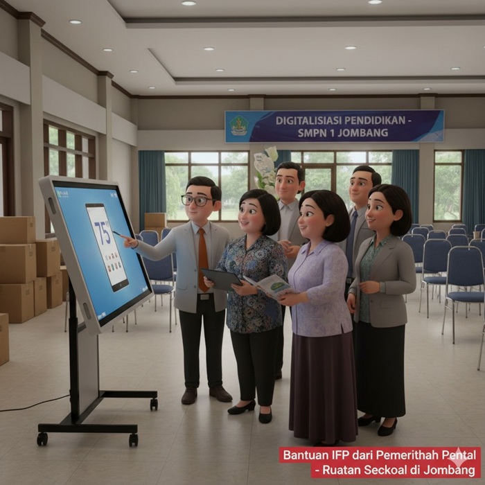 Ilustrasi bantuan TV atau IFP (Interactive Flat Panel) dari pemerintah pusat.