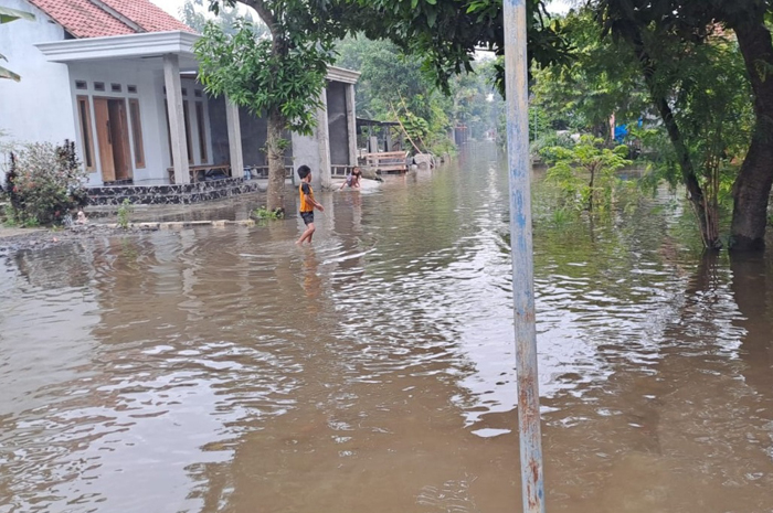 Banjir akibat luapan Kali Marmoyo di Jombang masih bertahan hingga hari ke empat, Sabtu (22/11).