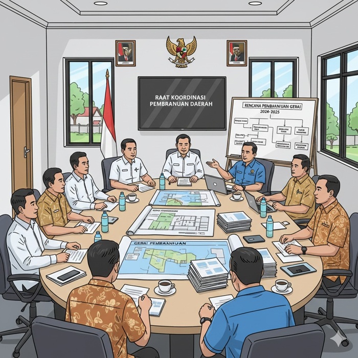 Ilustrasi rapat satgas KDKMP (Koperasi Desa/Kelurahan Merah Putih).