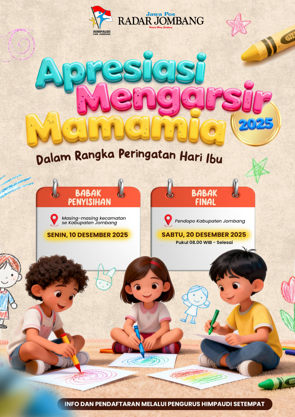 Lomba mengarsir mamamia kerjasama Jawa Pos Radar Jombang dan Himpaudi Jombang