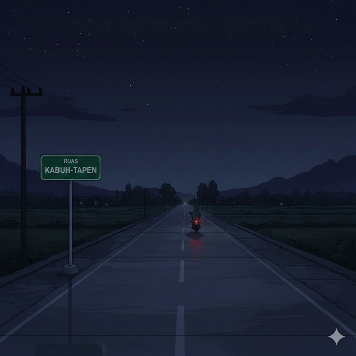 Ilustrasi ruas jalan kabupaten Kabuh-Tapen, Jombang belum dilengkapi PJU.