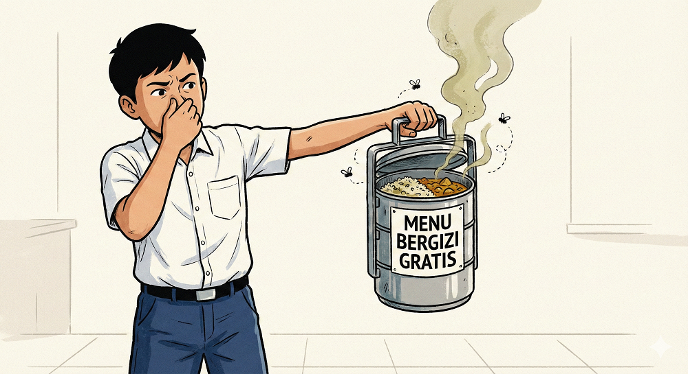 Ilustrasi menu MBG kualitas rendah
