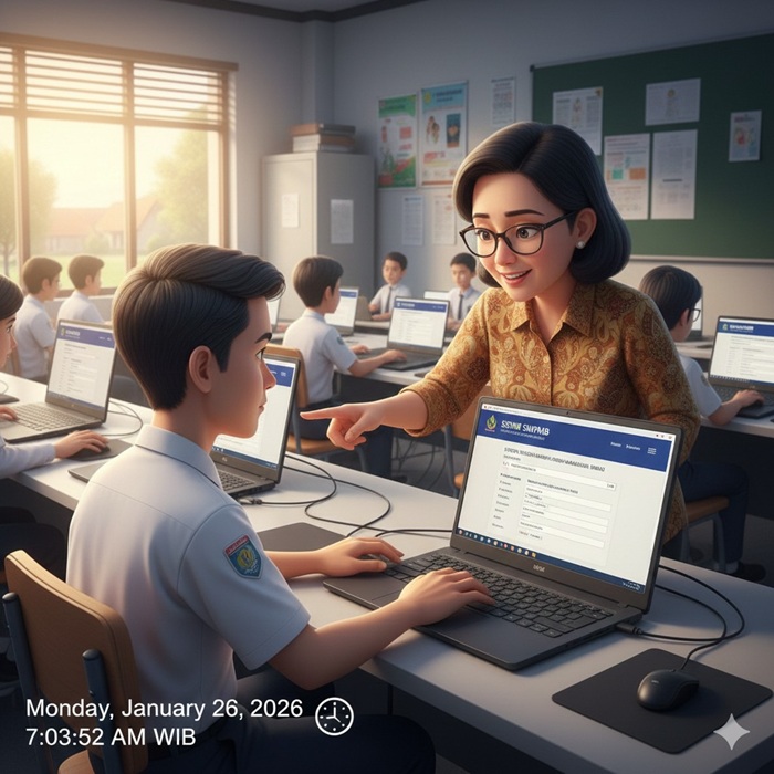 Ilustrasi siswa mendaftar akun SNPMB.