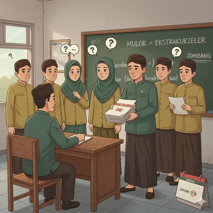 Ilustrasi guru mulok mundur.