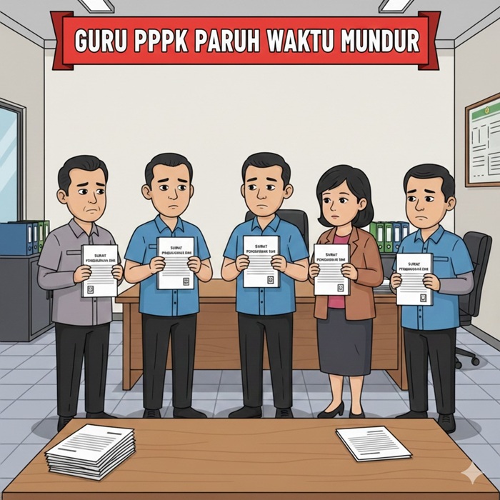 Ilustrasi guru PPPK Paruh Waktu mundur.