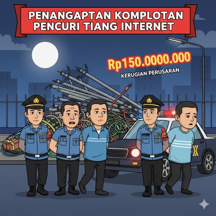 Ilustrasi pencurian tiang internet.