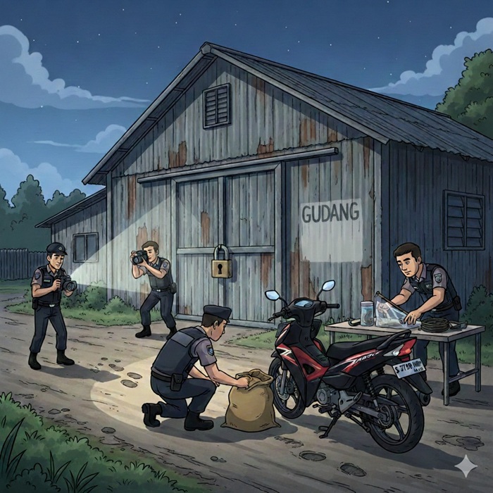 Ilustrasi maling meninggalkan sepeda motornya.