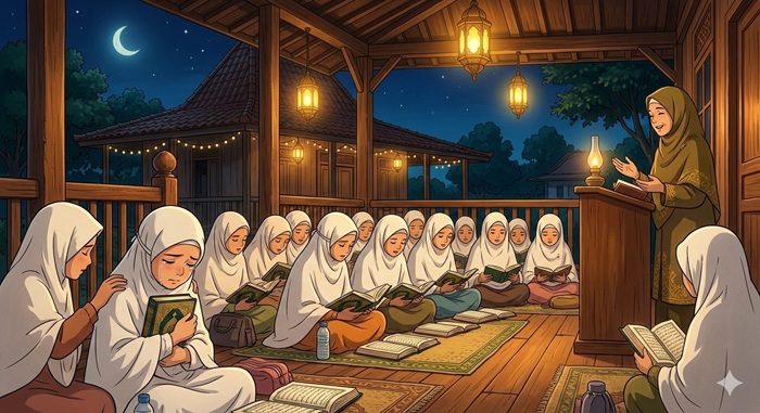 Ilustrasi cerpen di antara tadarus dan air  mata.