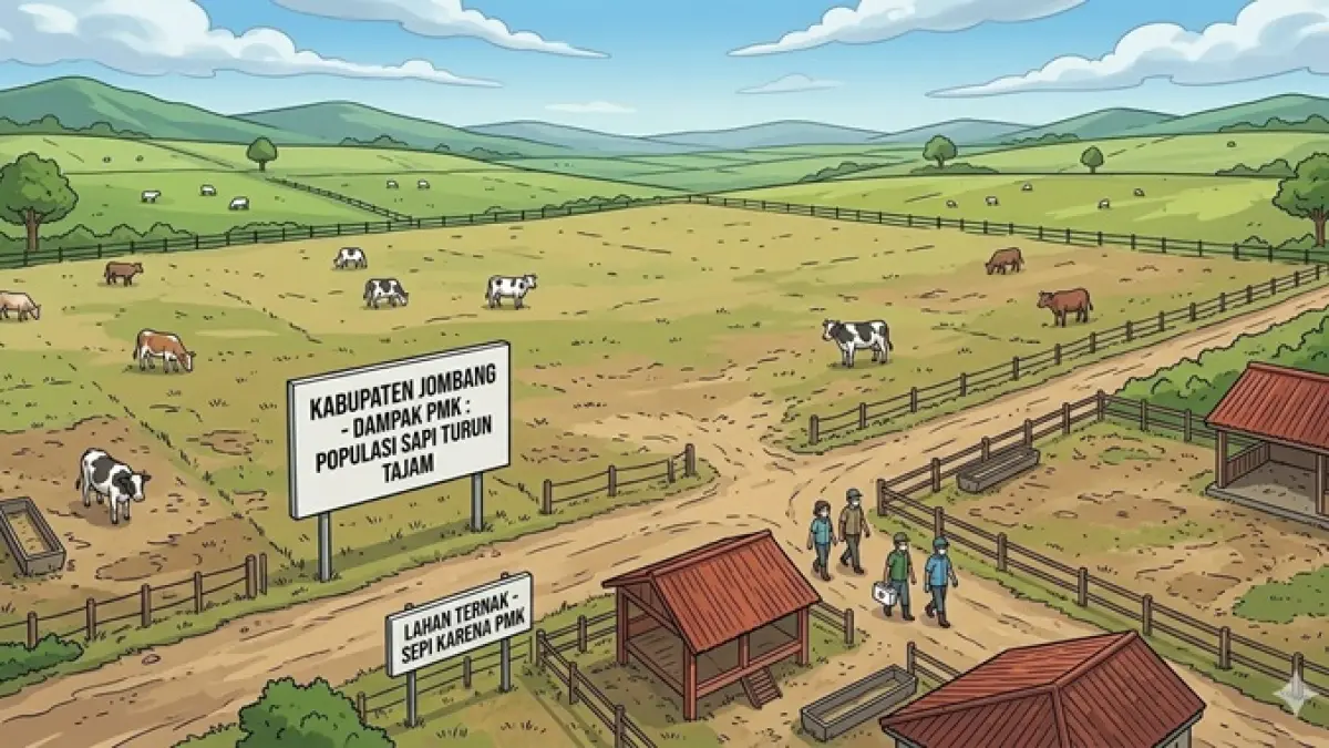 Ilustrasi populasi sapi Jombang. (Ainul Hafidz/AI/Radar Jombang)