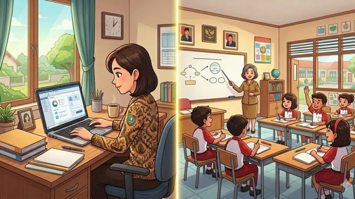 Ilustrasi WFH bagi ASN dan KBM tatap muka. (Ainul Hafidz/AI/Radar Jombang)