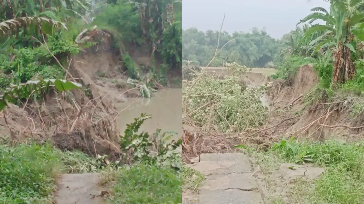 Kondisi akses ke Kedungcinet Jombang yang kini putus total akibat banjir dan longsor