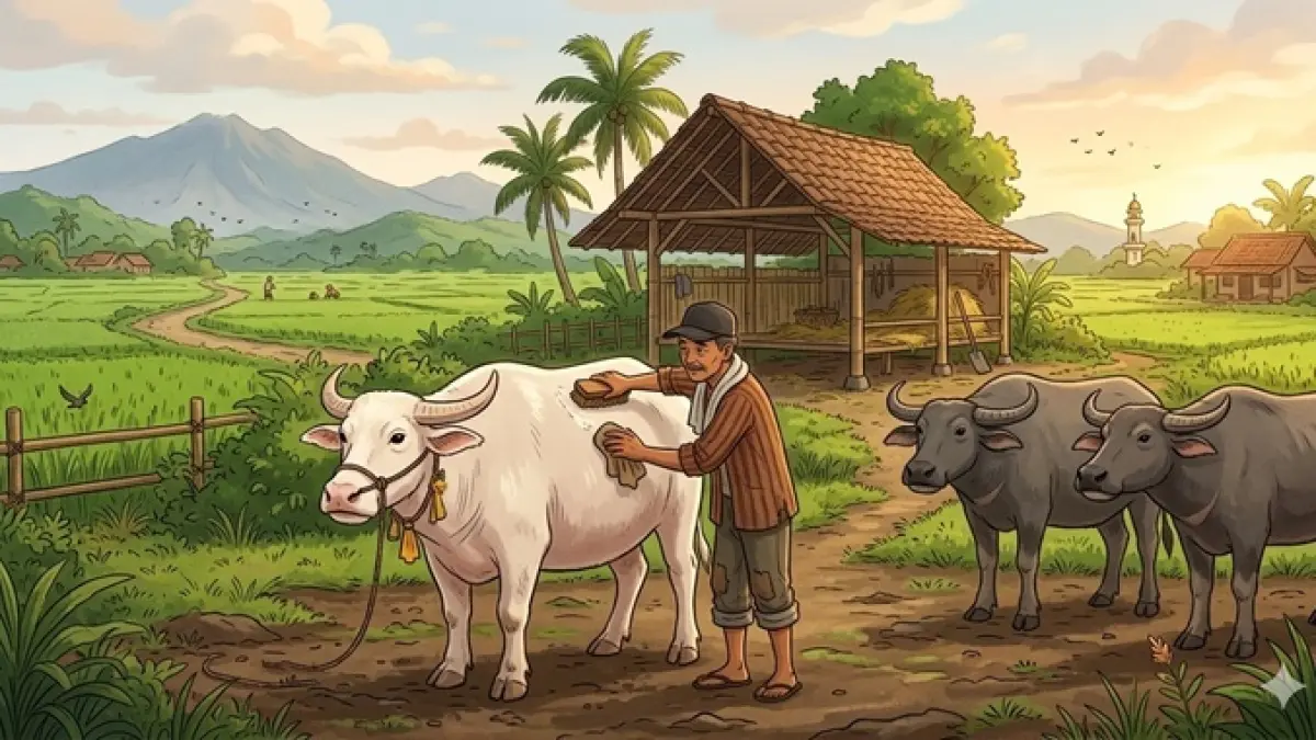 Ilustrasi kerbau. (Ainul Hafidz/AI/Radar Jombang)