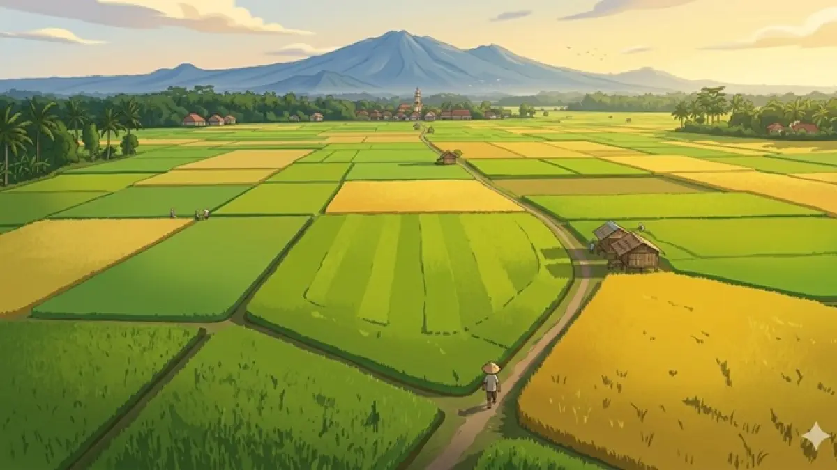 Ilustrasi lahan baku sawah (LBS). (Ainul Hafidz/AI/Radar Jombang)