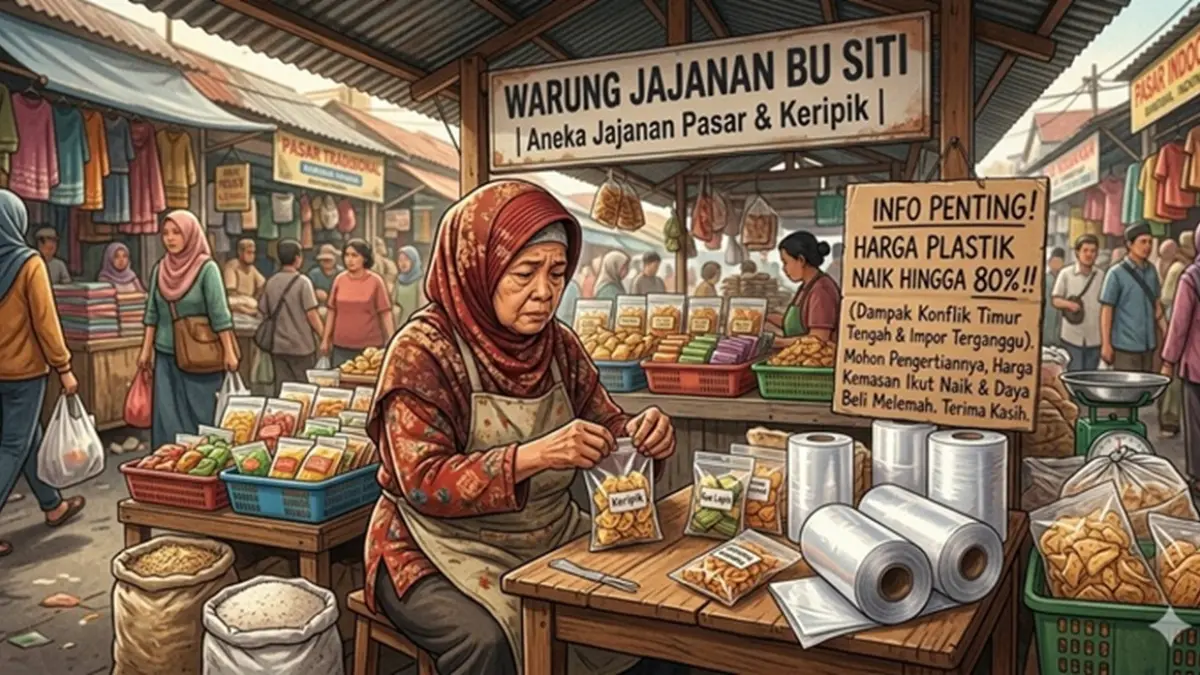 Ilustrasi dampak kenaikan harga plastik. (Ainul Hafidz/AI/Radar Jombang)