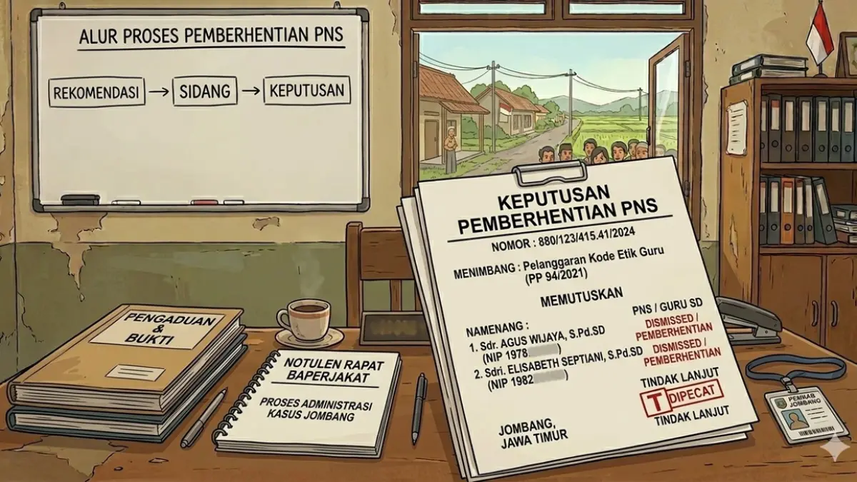 Ilustrasi guru PNS dipecat. (Ainul Hafidz/AI/Radar Jombang)