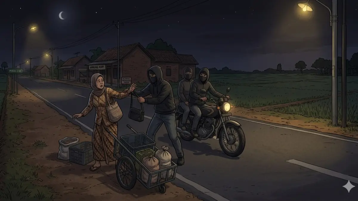 Ilustrasi jambret. (Ainul Hafidz/AI/Radar Jombang)
