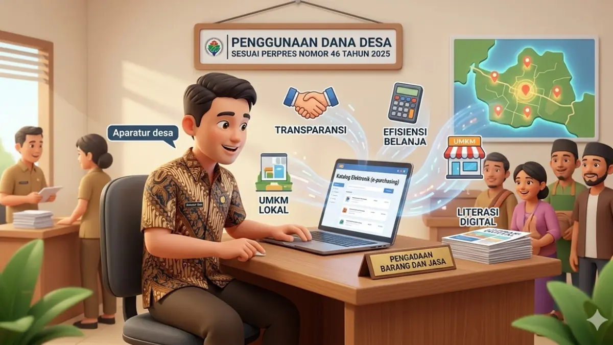 Ilustrasi pengadaan barang dan jasa (PBJ) di desa. (Ainul Hafidz/AI/Radar Jombang)
