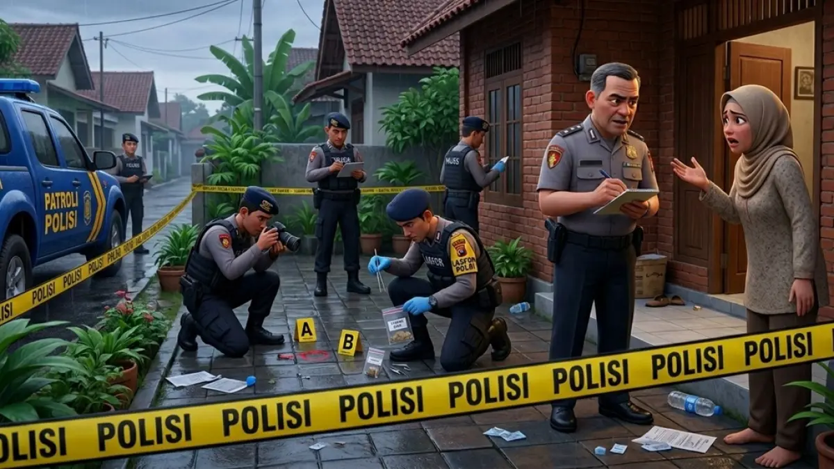 Ilustrasi polisi olah TKP. (Ainul Hafidz/AI/Radar Jombang)