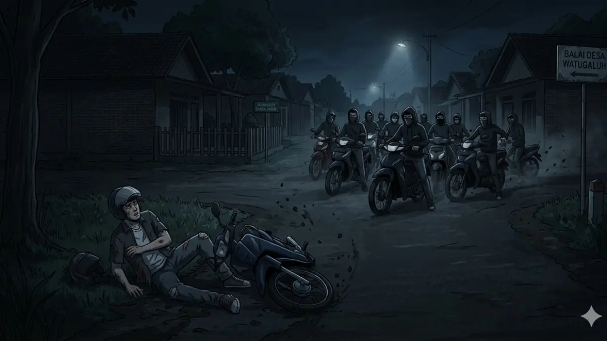 Ilustrasi pengeryokan. (Ainul Hafidz/AI/Radar Jombang)