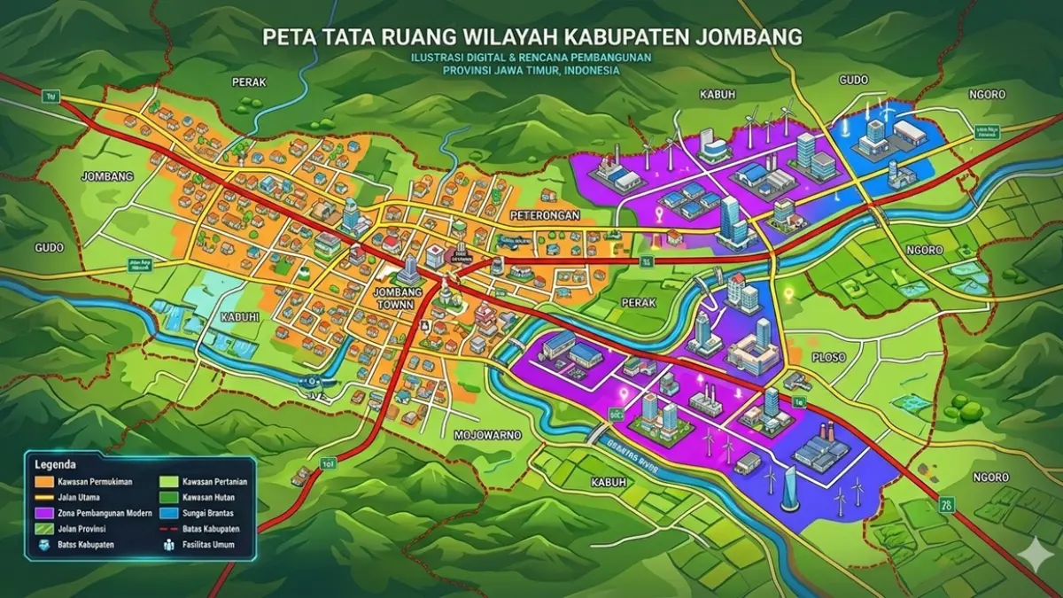 Ilustrasi peta RTRW. (Ainul Hafidz/AI/Radar Jombang)