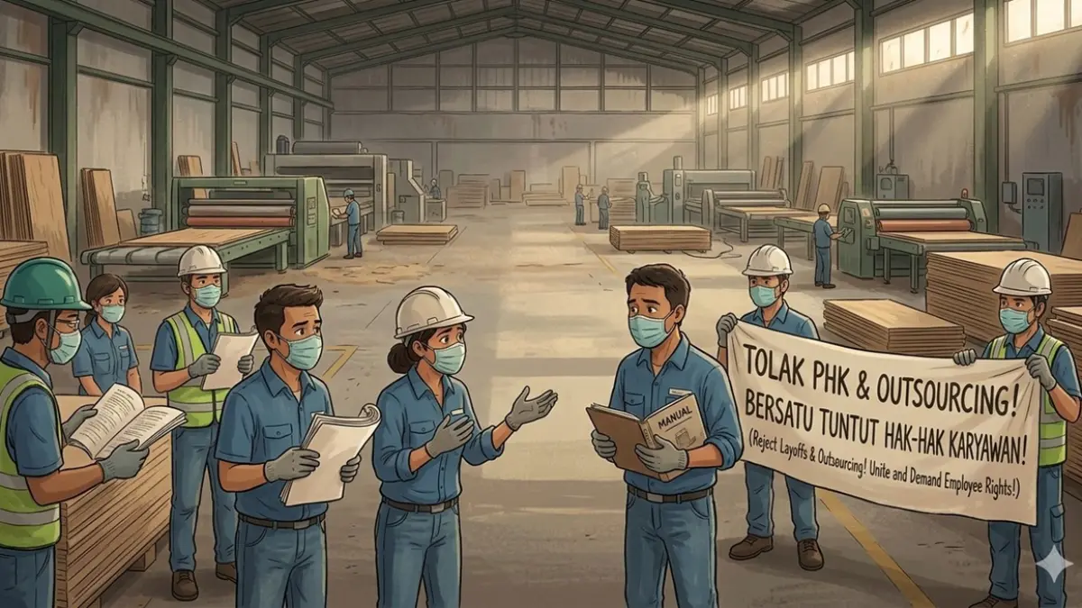 Ilustrasi PHK. (Ainul Hafidz/AI/Radar Jombang)