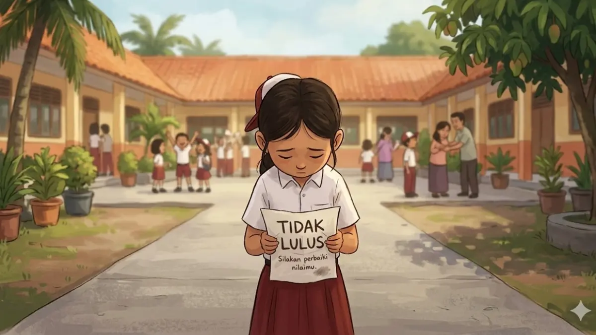 Ilustrasi siswa SD tidak lulus. (Ainul Hafidz/AI/Radar Jombang)