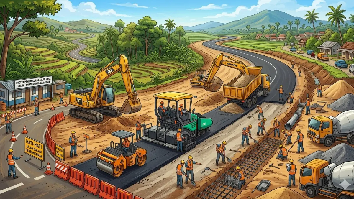 Ilustrasi pembangunan jalan