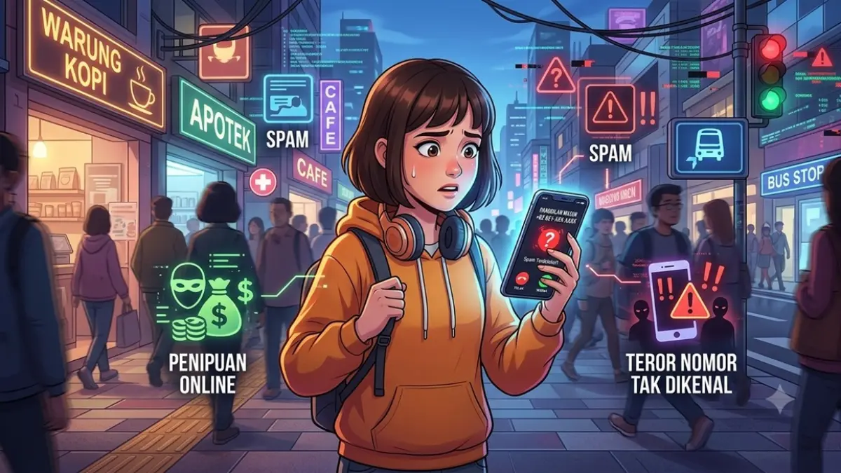 Ilustrasi teror nomor tidak dikenal. (Ainul Hafidz/AI/Radar Jombang)