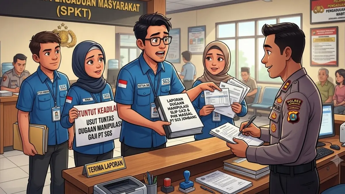 Ilustrasi perwakilan buruh lapor polisi. (Ainul Hafidz/AI/Radar Jombang)