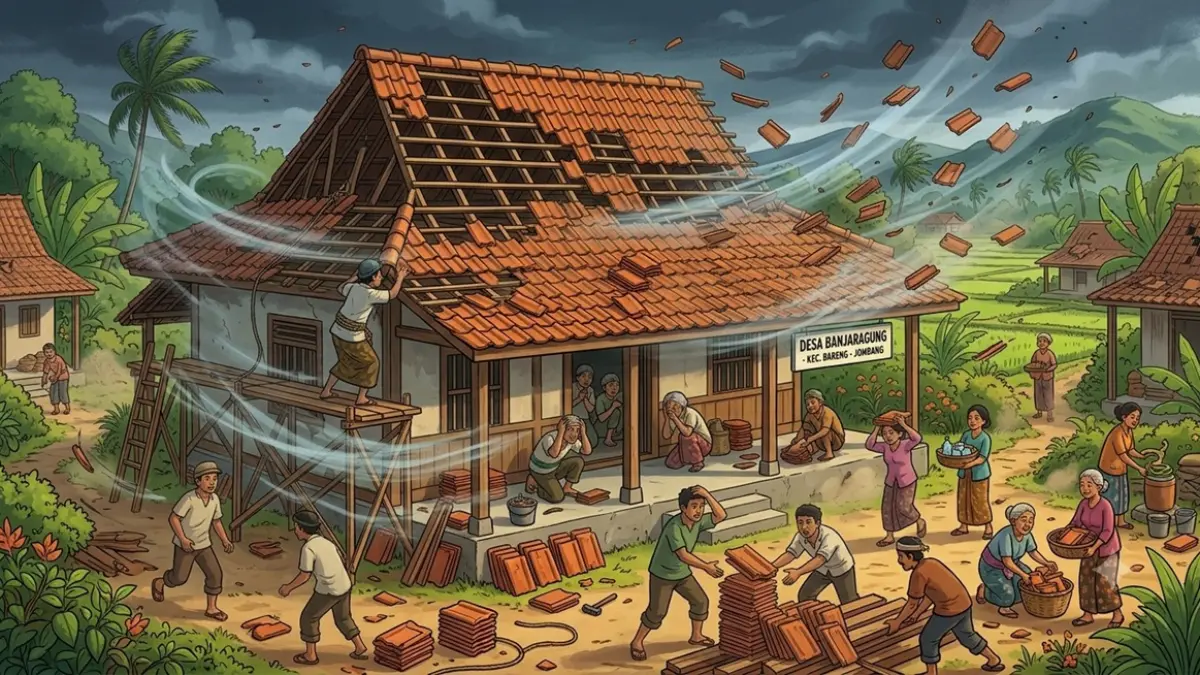 Ilustrasi angin kencang. (Ainul Hafidz/AI/Radar Jombang)