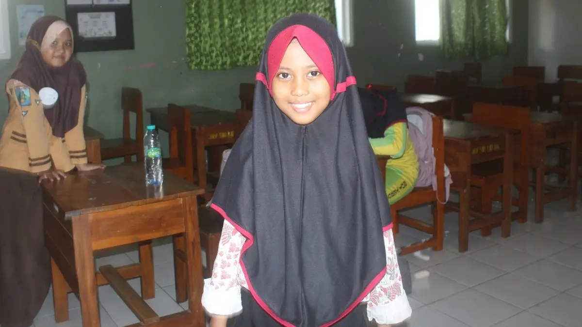 El Syakeyla Arsyfa Najwa, Kelas 3 Al Zahrawi SDI Tebuireng Ir Sodedigno, Kesamben, Jombang. (Rojiful Mamduh/Radar Jombang)