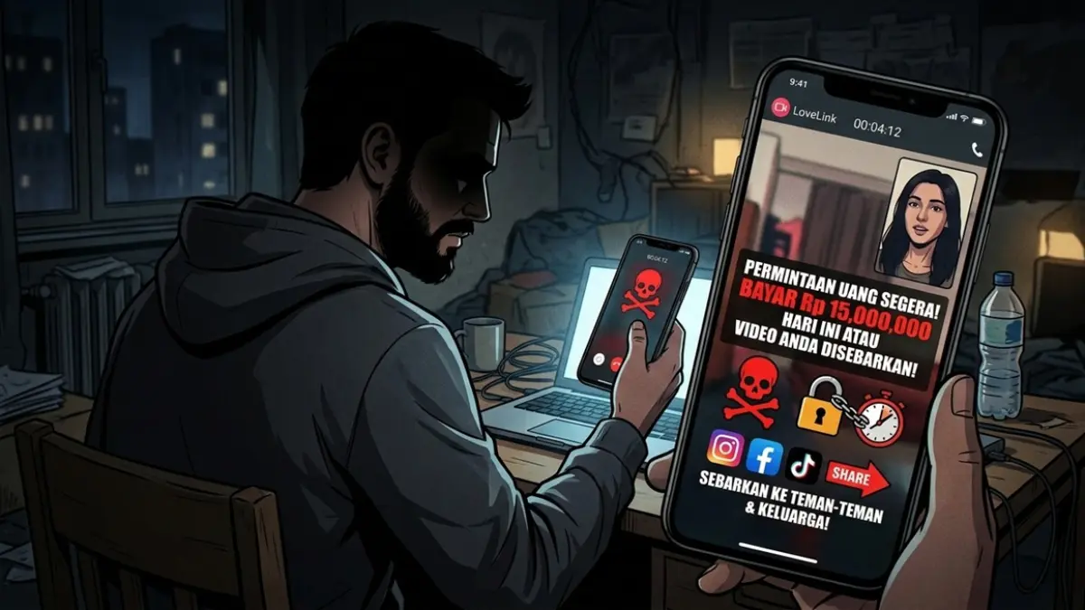 Ilustrasi love scam. (Ainul Hafidz/AI/Radar Jombang)