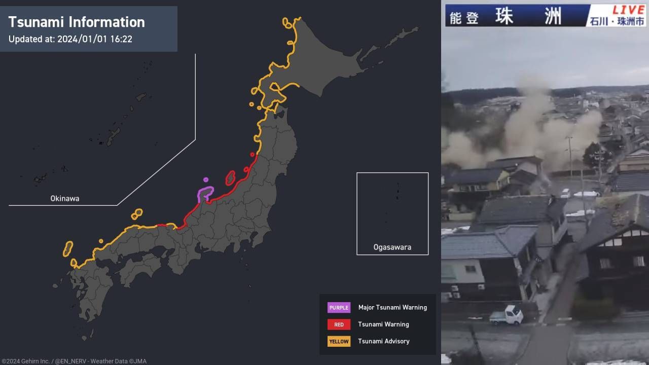 Gempa Jepang 2024 menyebabkan tsunami di sejumlah kota. (Google/@nawalakarsa)