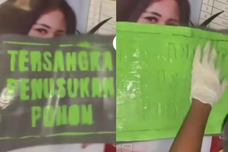 Viral poster Caleg ditandai tersangka penusukan pohon jadi sorotan, banjir komentar warganet ( Akun TikTok @taneyan_lanjhang )