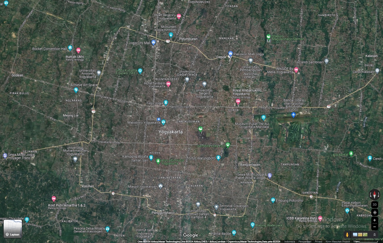 BERKEMBANG: Foto satelit Kota Jogja