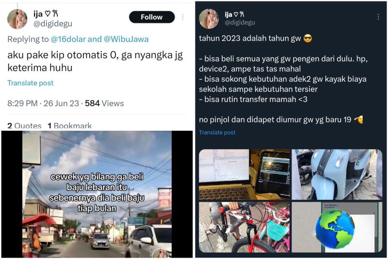 Tangkapan layar unggahan mahasiswa yang gaya hidupnya hedon.