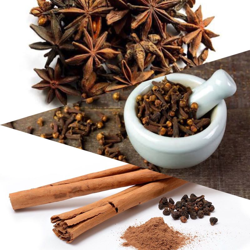 Adas manis, cengkeh, dan kayu manis.