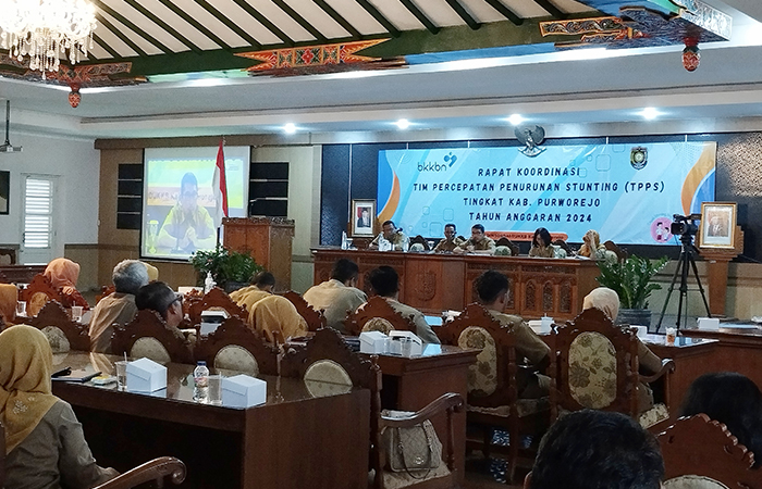 Rakor TPPS Kabupaten Purworejo evaluasi kinerja untuk percepatan penurunan stunting, Selasa (23/7) di Ruang Arahiwang Setda Purworejo.JIHAN ARON VAHERA/RADAR JOGJA