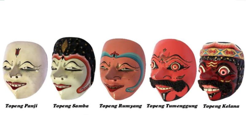 Lima jenis topeng Cirebon yang dipakai saat pementasan.