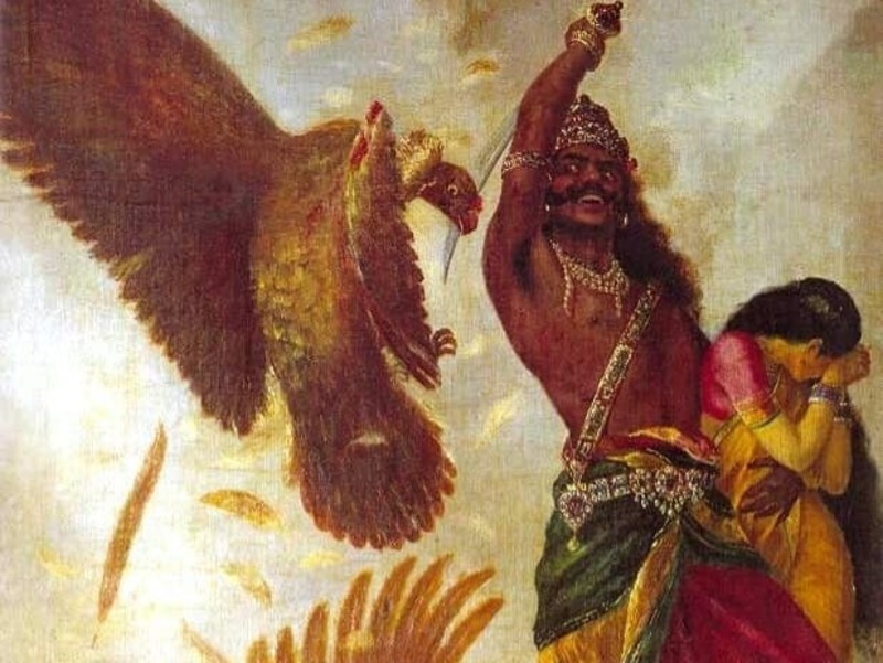 ILUSTRASI: Rahwana yang menebas sayap Jatayu.