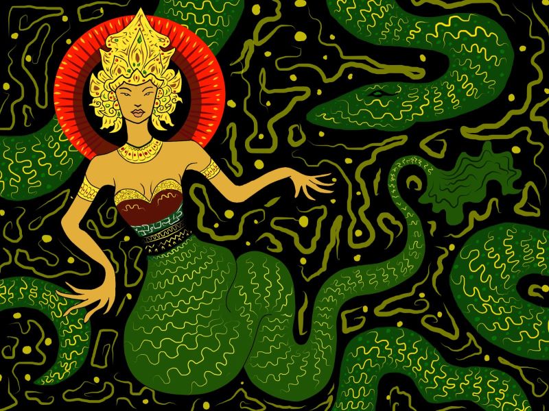 Sosok yang melegenda di pantai selatan yang bernama Nyi Blorong.